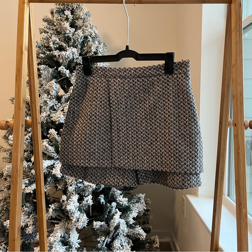 Alicelulu Tweed Skort Mini Black White Textured Made in Korea XS/S